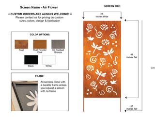 Opciones de diseño de arte de pared de metal o mampara de privacidad personalizada