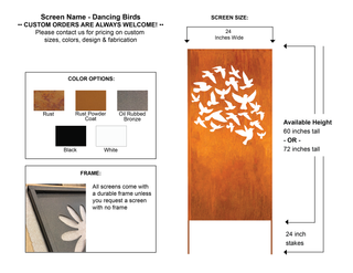 Opciones de diseño de arte de pared de metal o mampara de privacidad personalizada