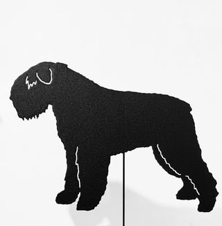 Estaca de jardín o arte mural con forma de perro Bouvier de Flandres