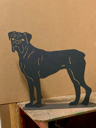 Estatua de boxeador o arte mural de perro