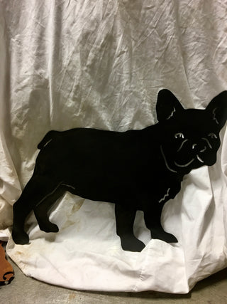 Estatua de bulldog francés o arte mural con perro