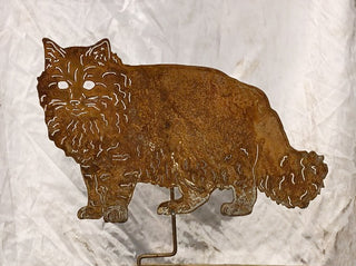 Long haired cat garden art