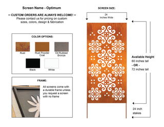 Opciones de diseño de arte de pared de metal o mampara de privacidad personalizada