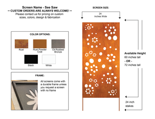 Opciones de diseño de arte de pared de metal o mampara de privacidad personalizada