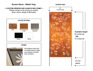 Opciones de diseño de arte de pared de metal o mampara de privacidad personalizada
