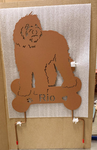 Estaca de jardín o adorno de pared de labradoodle (estilo 1)