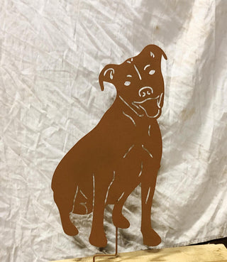 Estatua de jardín de pitbull o arte mural con forma de perro
