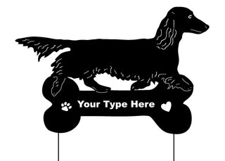 Long Haired Dachshund garden statue