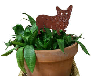 Rusted Corgi Plant Stake