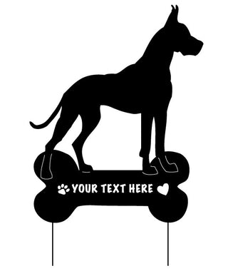 Great Dane with Name in Bone