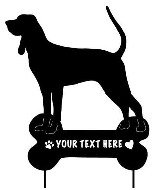 Black and Tan Coonhound with Name in Bone
