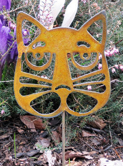 Cat Head Plant Stake