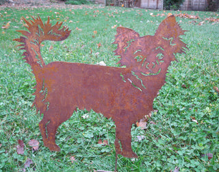 Rusty Long Haired Chihuahua Lawn Stake
