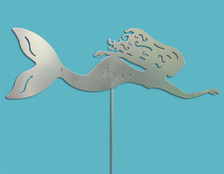 Silver Mermaid Garden Stake