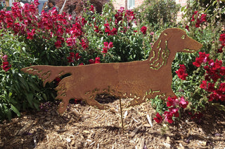 Long Haired Dachshund statue