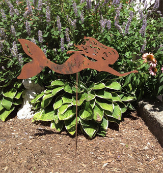 Rustic Mermaid Garden Stake