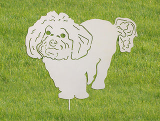 White Bichon Frise Garden Stake