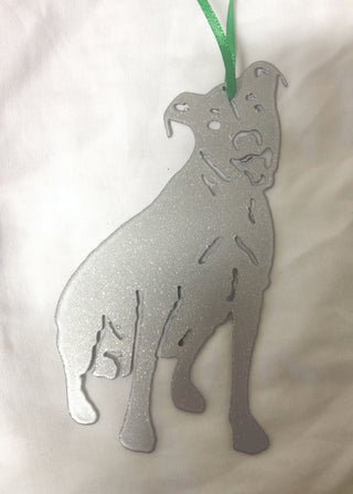 Chrome Sparkle Pit Bull Ornament