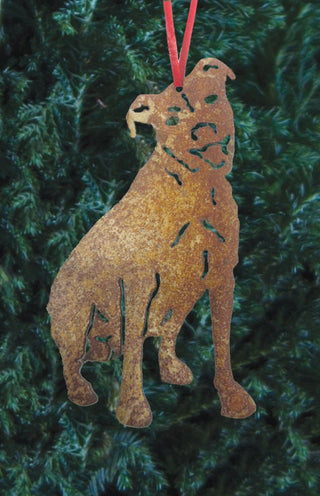 Rustic Pit Bull Ornament