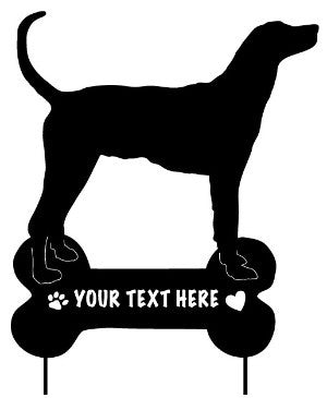 Plott Hound Garden Stake with Name in Bone