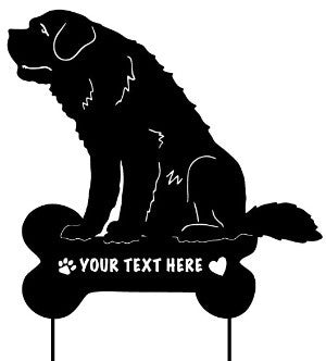 St.Bernard Garden Stake with Name in Bone