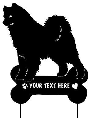 Samoyed Garden Stake with Name in Bone
