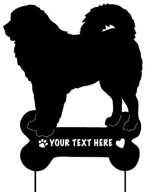 Tibetan Mastiff Garden Stake with Name in Bone