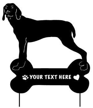 Weimaraner Garden Stake with Name in Bone