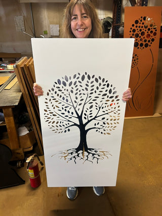 Mampara de metal para privacidad / Arte mural con el árbol de la vida