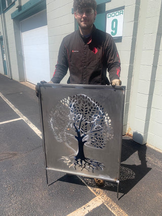 Mampara de metal para privacidad / Arte mural con el árbol de la vida