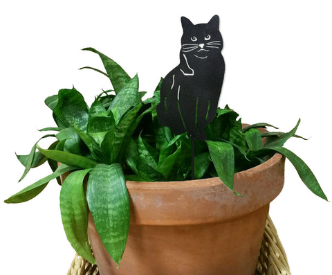 black cat plant stake