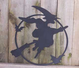 Scary Flying Witch Wall Hanging / Halloween / Metal