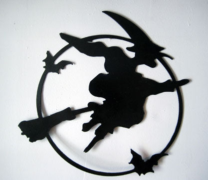Scary Flying Witch Wall Hanging / Halloween / Metal