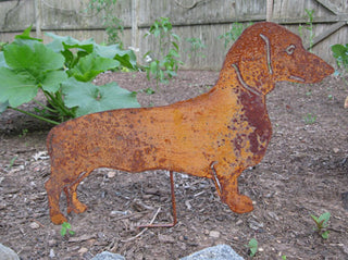 dachshund garden statue