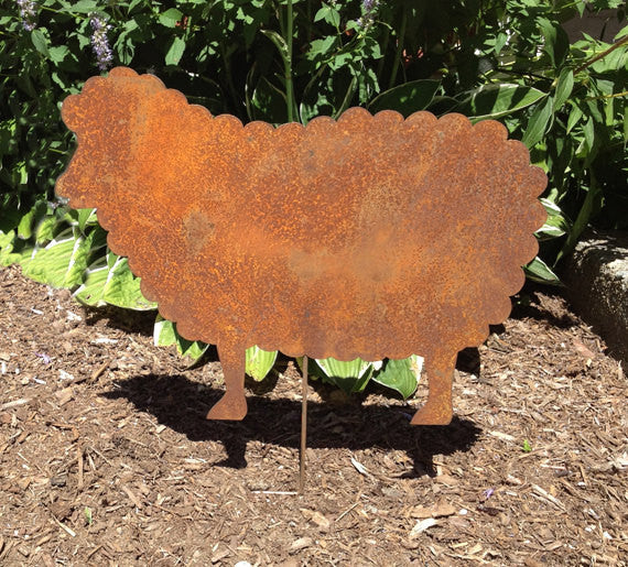 Sheep Garden Stake or Wall Hanging, Garden Art, Rustic Decor, Rusty ...