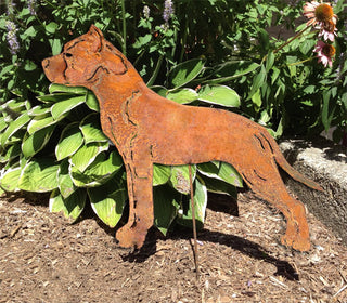 Staffordshire Bull Terrier yard art