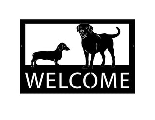 welcome sign with pets