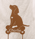 Beagle Garden Stake or Wall Hanging (Sitting - Style 3)