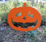 Jack O Lantern Pumpkin Garden Stake or Wall Hanging (option) Outdoor Halloween Decoration