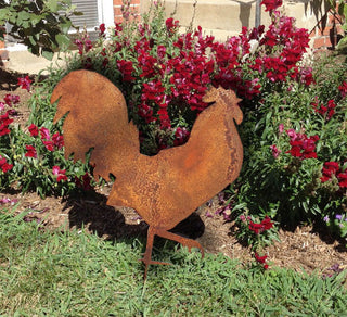 Metal Rooster Garden Art